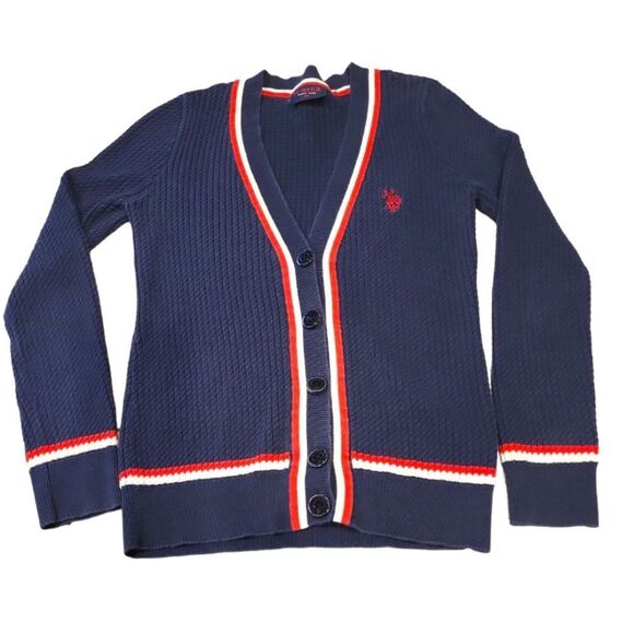 U.S. Polo Assn. Sweaters - Vintage U.S. POLO ASSN Ralph Lauren sz xs cotton cardigan navy red white